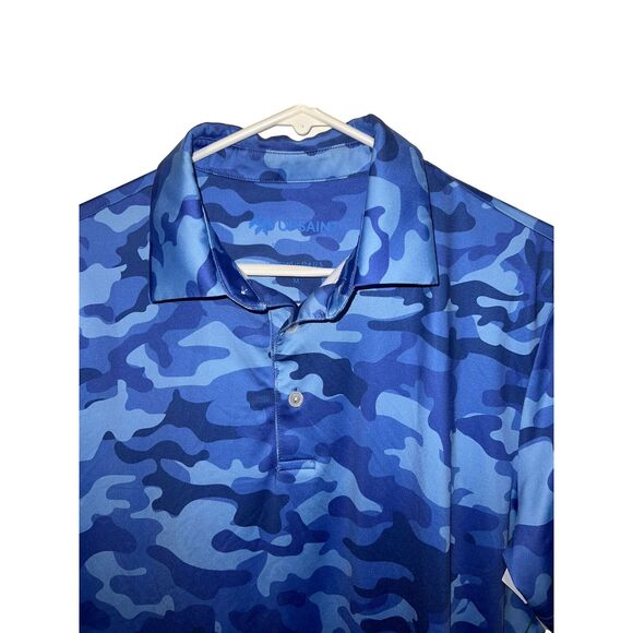 UPSAINT Polo Golf Shirt Saving Private Ryan Blue CAMO MEDIUM M $74 UPF 50 - Picture 6 of 9